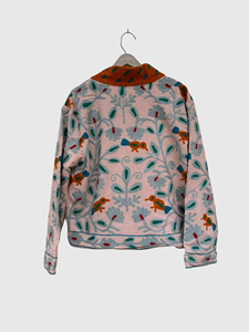 Blouson à col mandarin à motif géométrique, brodé à la main, manches longues, style velours, pour adulte, collection automne - Product Image 2