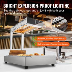 Lampada Elettrica Commerciale da 750W in Acciaio Inossidabile per Riscaldare Alimenti, Scaldapatatine Fritte, Stazione di Riscaldamento e Mantenimento a 104 Posizioni - Product Image 5