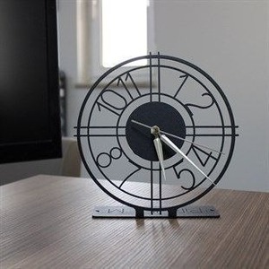 Horloge murale circulaire géométrique minimaliste en métal, mouvement mécanique silencieux, affichage des aiguilles, sonnerie horaire, design noir - Product Image 6