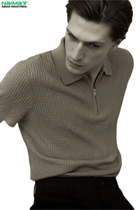 Camisa de Hombre Marrón de Punto de Abbas Industries, Manga Corta, Cierre de Botones, Logotipo, Casual, Transpirable, Cuello Camisero, Corte Regular - Product Image 3