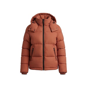 Hooded Quilted Waterproof <b>Bubble</b> Jacket Black Full Sleeve Winter Windproof Cotton Shell Knitted Fabric Polyester Filling Stand - Product Image 1