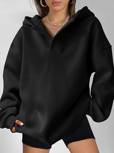 Sudadera con Capucha Extra Grande para Mujer, Color Sólido, Manga Larga, Hombros Caídos, Felpa de Algodón, Fabricación OEM - Product Image 4