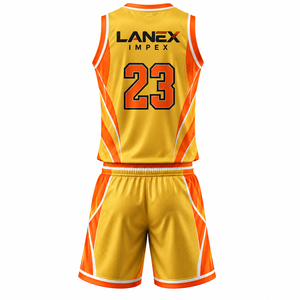 Tenues de basket-ball dorées professionnelles, ensembles de maillots et shorts personnalisés pour équipes, tissu athlétique confortable, kits de vêtements de sport en gros - Product Image 3