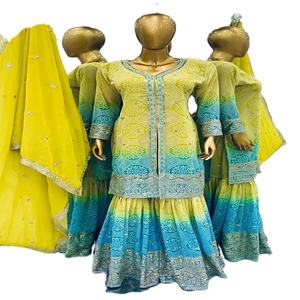 Traje Sharara con estampado bordado de imitación Georgette de último diseñador de FabZone - Product Image 1