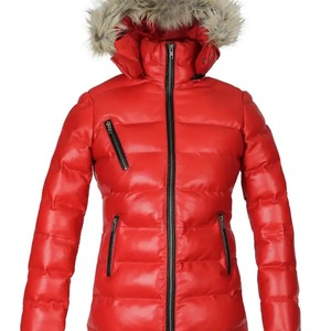 Women's Sheep Skin Raw Canvas Puffer <b>Jacket</b> Breathable Cotton Printed Keep Warm Short Sleeve Full Zip Solid O-Neck Winter Coat - Product Image 6