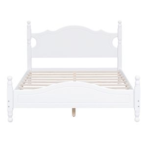 Struttura letto matrimoniale in legno stile retrò con doghe in legno bianco - Product Image 3