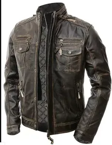 2026 Trending Men Genuine Leather Bomber Jacket Slim Fit Canvas Winter with Hooded Front Logo Design Manufacturer - Product Image 4