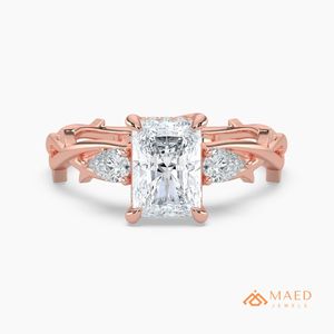 แหวนหมั้นทองคำ 14K โรสโกลด์ ประดับมอสซาไนต์ทรงเอเมอรัลด์ วินเทจ สำหรับเจ้าสาว ของขวัญงานแต่งงานสำหรับเธอ สหรัฐอเมริกา - Product Image 1