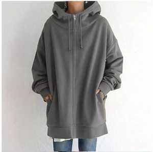 Oversized Hooded Pullover <b>Sweatshirt</b> Long Solid Color Unisex Regular Sleeve Fleece 100% Cotton Windproof Eco-Friendly Winter - Product Image 1