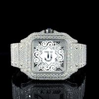 Montre de qualité supérieure avec cadran en diamant moissanite, boîtier en acier inoxydable, mouvement automatique, pour un usage quotidien, disponible à la vente