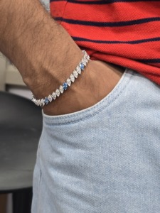 Lab Grown Diamond <b>Bracelet</b> in 14K & 18K <b>White</b> Gold, Blue Marquise Tennis <b>Bracelet</b>, 7 Inch Elegant Fine Jewelry - Product Image 6