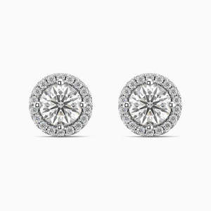 <b>Moissanite</b> Round Halo Stud <b>Earrings</b> in Sterling Silver for Women Wedding Bridal Jewelry Handmade Bulk Product - Product Image 5