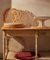 Tapis de protection de table à manger durable et élégant, set de table en raphia écologique, magnifique design tissé à la main