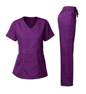 <b>Maroon</b> V-Neck Medical Scrub Suit Short Sleeve Nursing Uniform Cotton Blend Hospital Workwear <b>Top</b> and Pants Design Hospit Uniform - Product Image 6