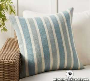 Striped Square <b>Throw</b> <b>Pillow</b> Woven Linen Cotton Minimalist Decorative Cushion Cover Machine Washable By ITHL - Product Image 1
