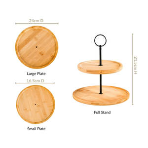 Support à gâteau en bois à 2 niveaux, forme ronde, présentoir à desserts réutilisable - Product Image 6