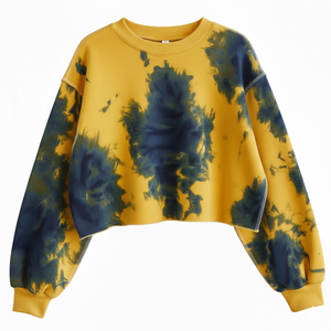 Pull tricoté à manches chauve-souris tie-dye, col rond, sweat-shirt décontracté pour homme, été, doublé, 100% coton, ODM - Product Image 4