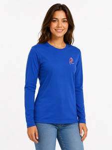 T-shirt à manches longues pour femmes de qualité supérieure, en coton personnalisé, col rond, fabricant en gros - Product Image 1