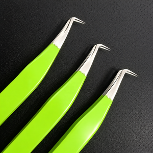 Pinzas para Extensión de Pestañas ASB de Acero Inoxidable, Diseño Delgado de 90 Grados, Color Verde Lima, Punta Puntiaguda, de la Mejor Calidad - Product Image 2