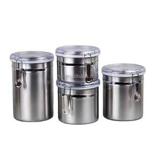 Lot de 4 pistolets en acier inoxydable avec couvercle hermétique et pince de verrouillage à Surface en Satin - Product Image 1