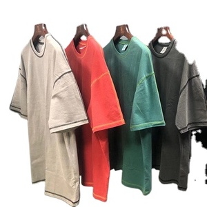 OEM Custom <b>Logo</b> Men Soft Washed Contrast Stitching Vintage Oversize t Shirt - Product Image 1