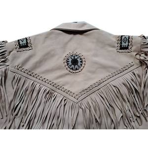 Men Cow Skin <b>Suede</b> Breathable Tassel Fringe <b>Leather</b> <b>Jacket</b> Turn-down Collar Western Style Casual Winter Coat 240g - Product Image 6