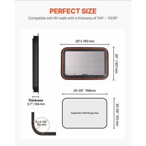 Anillo de embellecimiento para malla de ventana tintada de RV de 30" x 20" para paredes de 1 1/4" a 1 13/16" de grosor para ventana de salida de RV - Product Image 2
