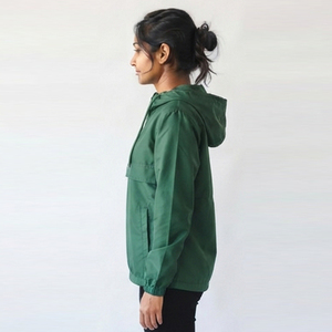 <b>Women</b> <b>Hooded</b> Windbreaker <b>Jacket</b> <b>with</b> Front Embroidery Logo <b>Lightweight</b> Nylon Outerwear Waterproof Hoodie 3/4Zipper Hiking Hoodie - Product Image 3