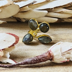 Unique Design Labradorite Vintage <b>Ring</b> 18K Gold Plated Brass Jewelry <b>Chunky</b> Multi Stone <b>Ring</b> Wholesale Statement <b>Ring</b> For Women - Product Image 1