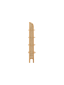 Librería Esquinera Moderna de Madera con 4 Estantes, Diseño de Ratán Ecológico, Multifuncional, Ahorra Espacio, para Hogar u Oficina - Product Image 4