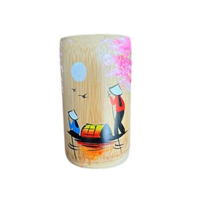 <b>Bamboo</b> <b>cup</b> painting handcrafted eco friendly desk pen holder traditional moonlit painting table organizer ornament and decor. - Product Image 1