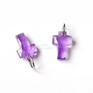 Pendentif Croix Sainte en Améthyste Rose AAA, Charme en Argent 925 Sculpté à la Main, pour Fabrication de Bijoux, Vente en Gros - Product Image 1