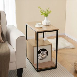 26\" High Cat Furniture Living Room Coffee Table with Scratching Post Cat House - Product Image 4
