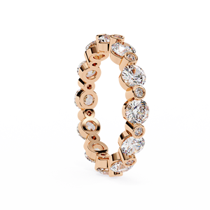 Bague en or rose 10k 14k 18k sertie de diamants en forme de bulle sur toute la surface - Product Image 3