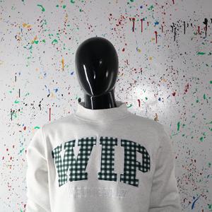 Sweat-shirt à col montant gris cendré WIP, 100% coton, broderie appliquée, col large, URBAN PRODUCTIONS - Product Image 6