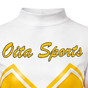 Bright Yellow <b>White</b> Sublimated Cheer <b>Long</b> Sleeve Uniform Set Pleated <b>Skirt</b> Team Sportswear Athletic Training Practice Custom - Product Image 6