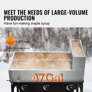 Pentola Evaporatrice Industriale per Sciroppo d'Acero da 47 Galloni, Capacità 683 Tazze da 8.8oz, con Termometro e 2 Valvole - Product Image 2