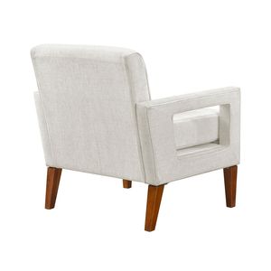 Poltrona Moderna 1 Pezzo per Soggiorno, Rivestimento in Ciniglia Beige con Molle Insacchettate, Gambe in Legno Massello, Arredamento - Product Image 5