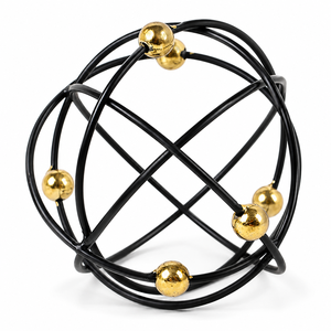 Luxury Metal Wire Orb Sculpture Modern Geometric Decorative Sphere Black and <b>Gold</b> Tabletop Home Office Decor - Product Image 1