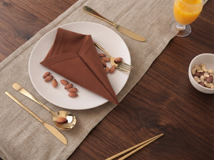 Servilleta de Tela Marrón para Mesa de Comedor, Servilleta de Lino Plegable para Bodas, Restaurantes y Hoteles - Product Image 1