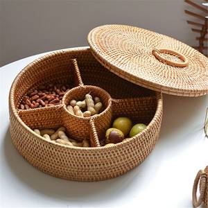 Hot Selling Handmade Round Tea <b>Caddy</b> Unique Custom Size Natural Woven Rattan Box for Gift and Decorations - Product Image 6