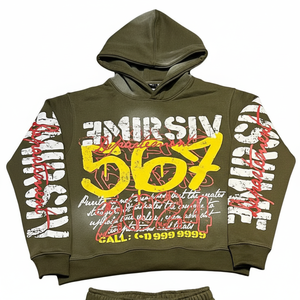 Ensemble de survêtement unisexe EMIRSIV bleu à capuche, respirant, épais, manches longues, imprimé, taille élastique, style streetwear, en coton, pour adulte, été - Product Image 6