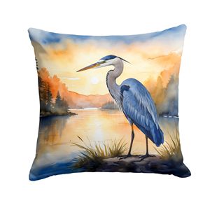 Blue Heron <b>Throw</b> <b>Pillow</b> Machine Washable 14Hx14W Indoor & Outdoor Decorative Cushion for Couch Bed & Patio in Golden Hour - Product Image 1