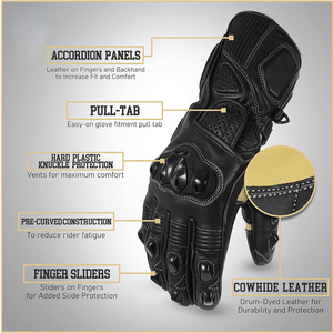 Guantes clásicos de cuero para motocicleta, guantes protectores para motociclistas, guantes personalizados para motocicleta, guantes de marca privada. - Product Image 6
