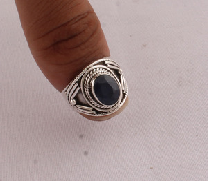 Bague de luxe en saphir bleu, argent sterling 925, design victorien vintage, pierre précieuse bleu profond, pour femme, bijou de famille, joaillerie fine - Product Image 6