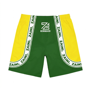 Premium 110 GSM Polyester/Nylon Windbreaker <b>Shorts</b> Green <b>Yellow</b> Sports Wear <b>Men's</b> Mid Waist Drawstring Closure Silk Screen - Product Image 1