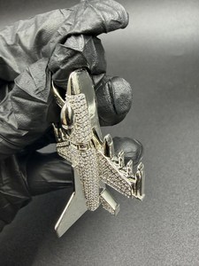 Colgante de moissanita con diseño de avión de combate, estilo hip hop, con incrustaciones de circonitas, de plata de ley 925, joyería fina, colgantes y dijes - Product Image 5