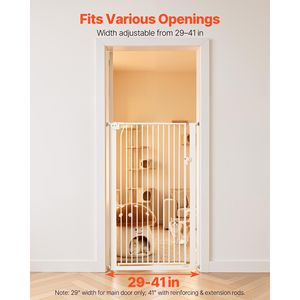 Cancelletto per Animali Domestici da 29-41 Pollici di Larghezza e 56 Pollici di Altezza per Gatti e Cani, Kit di Montaggio a Pressione, Finitura Solida Spessa 1,3 Pollici - Product Image 3