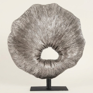 Escultura Moderna Abstracta de Hongo Plateado, Estatua de Aluminio Metálico de Lujo para Decoración Contemporánea de Sala de Estar y Vestíbulo de Hotel - Product Image 1