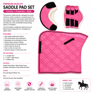 Ensemble de tapis de selle de dressage western rose SADAF SADDLERY, doublure en polycoton, matériau en polyester, coque en coton, confortable pour l'équitation - Product Image 2